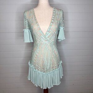 The Clothing Company Blue Lace Ruffle Mini Dress